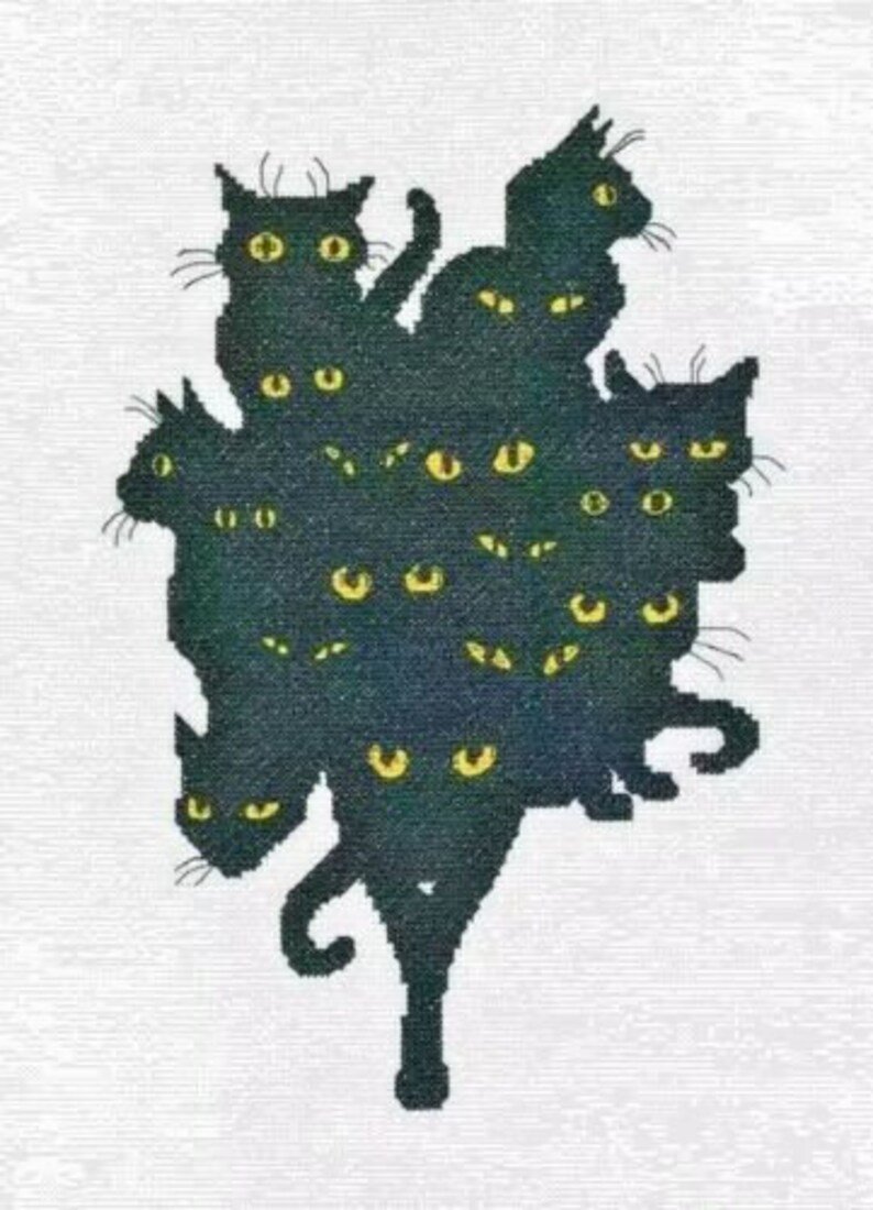 Вышивка силуэт кошки