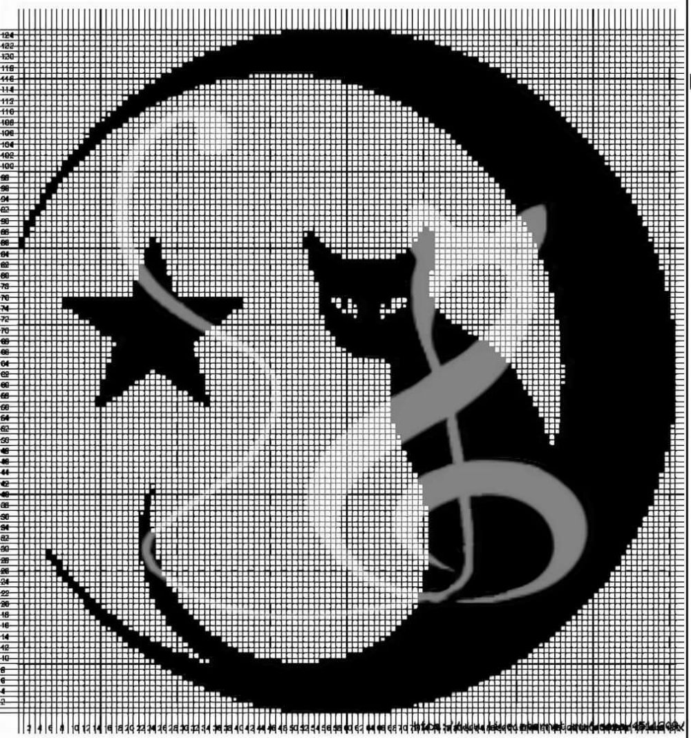 Вышивка силуэт кошки