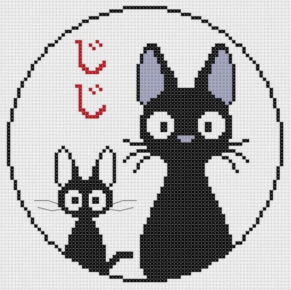 Черный кот с цветочком