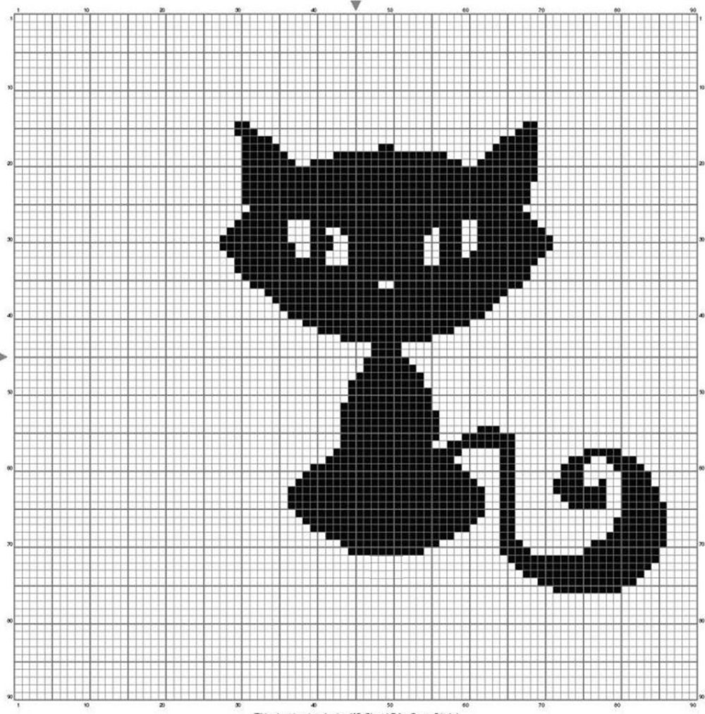 Вышивка крестиком черный кот