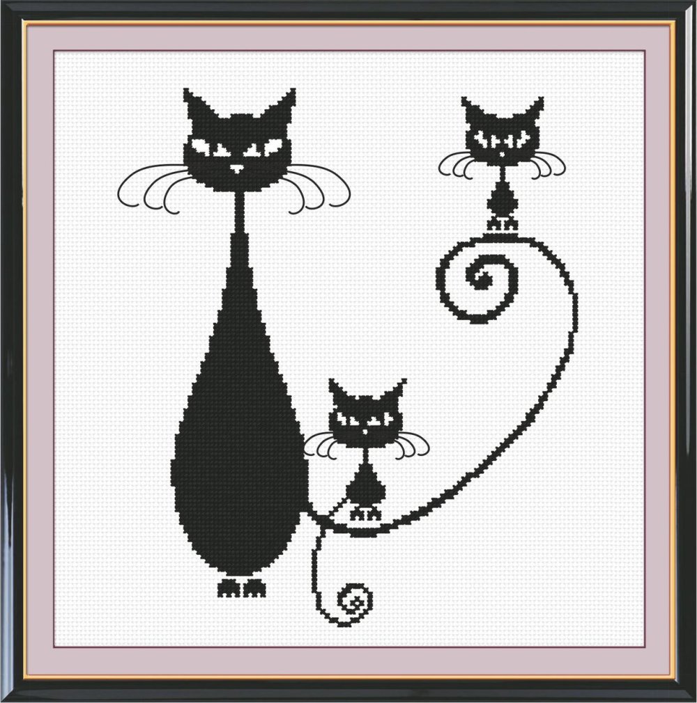 Вышивка крестом на черной канве