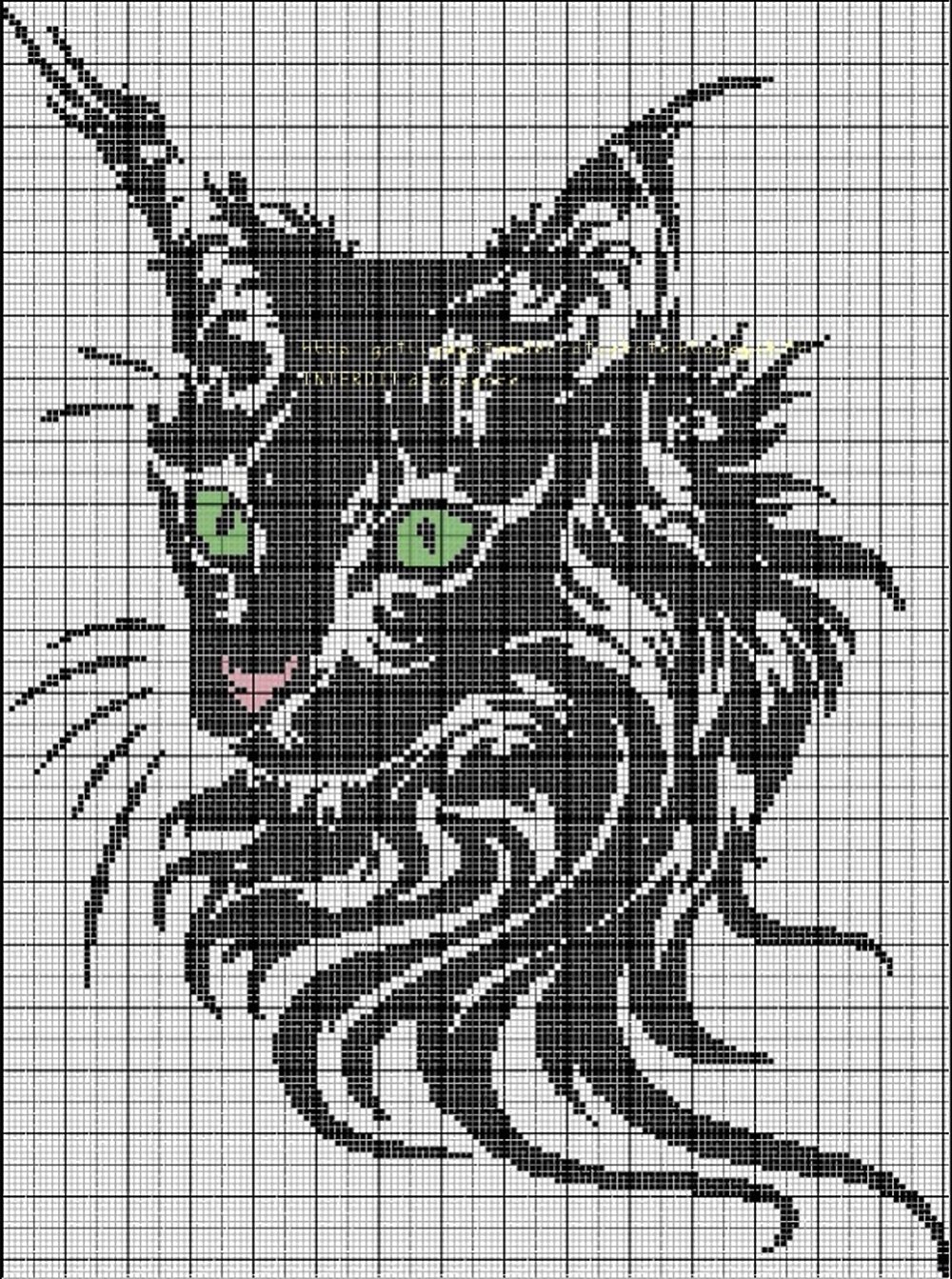 Паттерн кошки на черном фоне