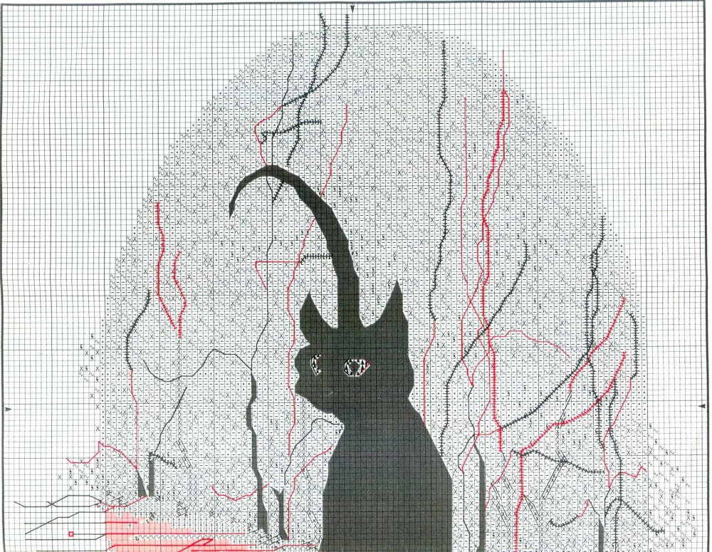 Кошки монохром схема вышивки крестом