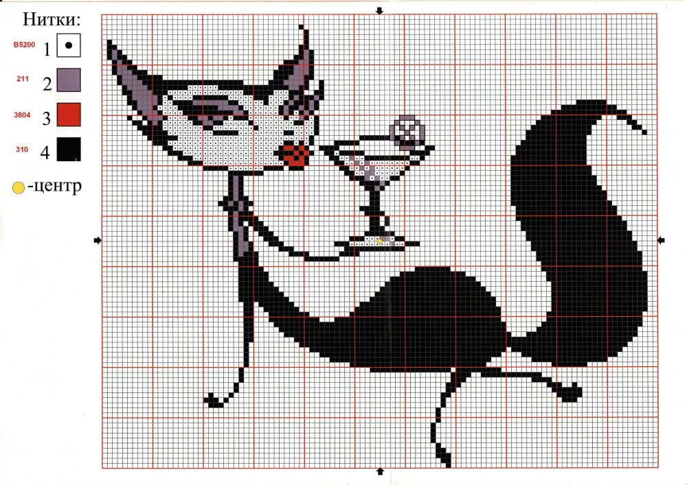 Вышивка крестиком страшный котик