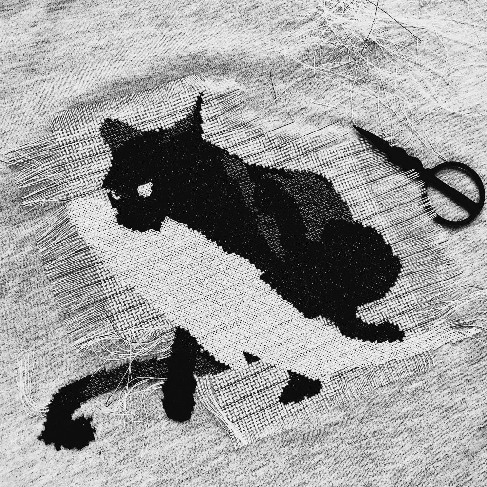 Кошки монохром схема вышивки крестом