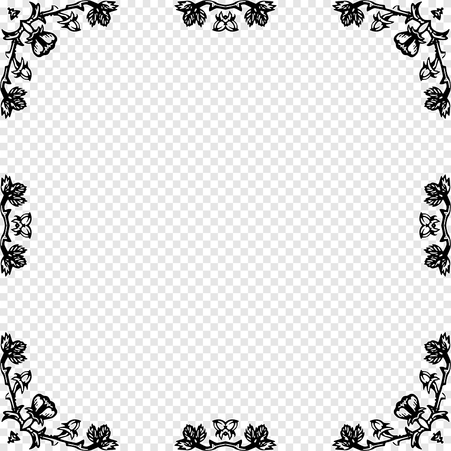 Рамка цветы черно белая