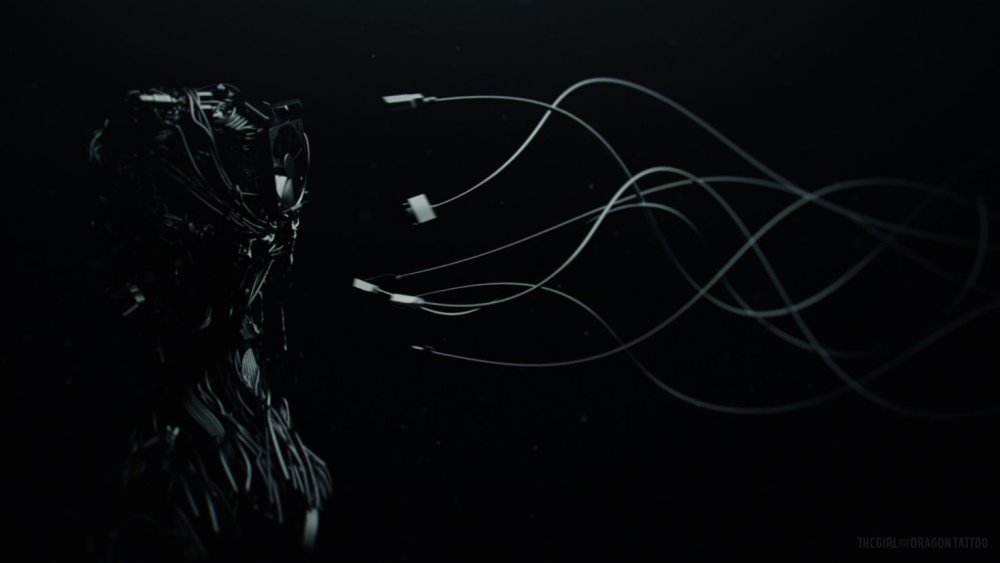 Киборг на черном фоне