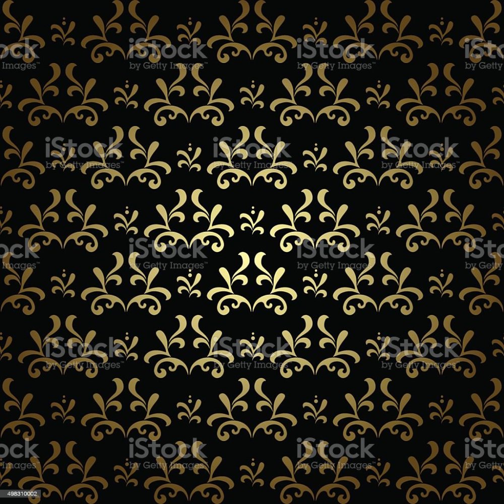 Черные обои с золотым узором