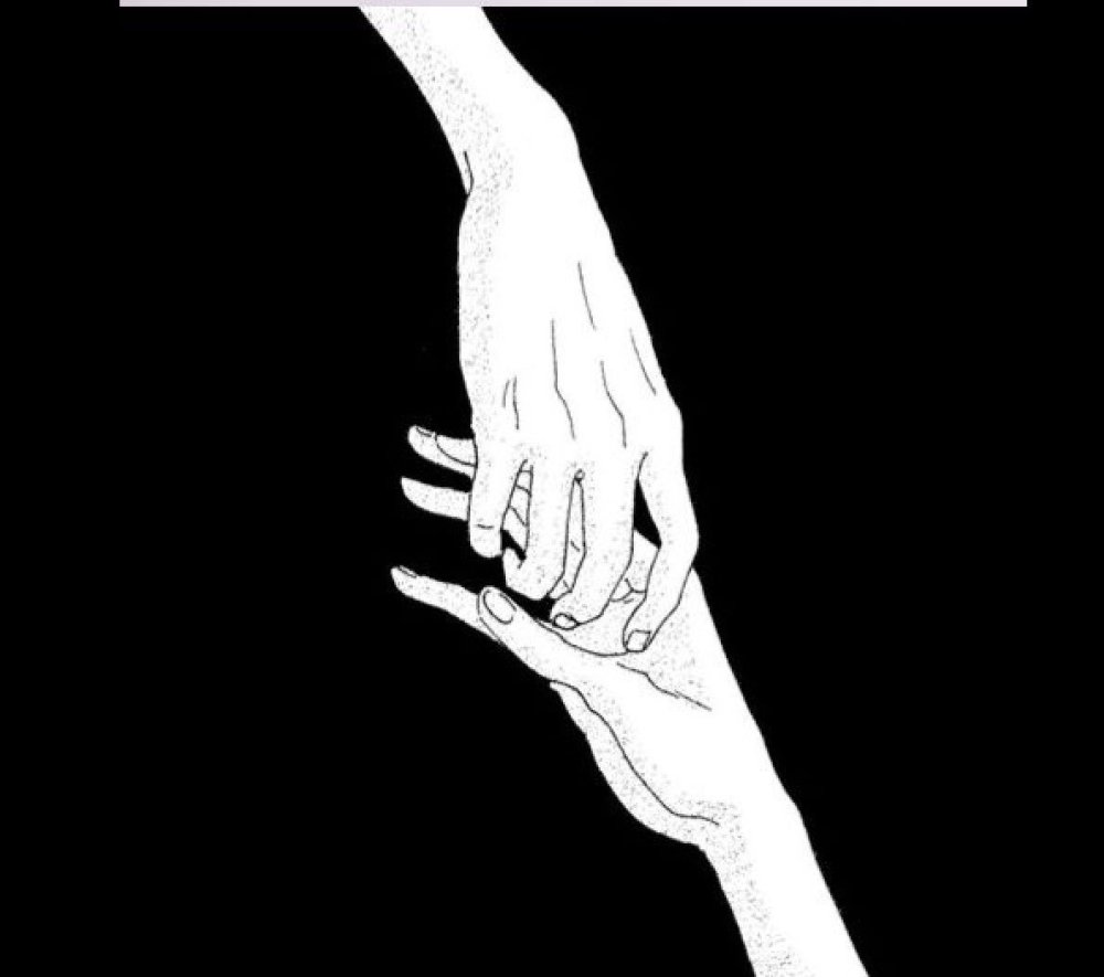 Белая ладонь на черном фоне