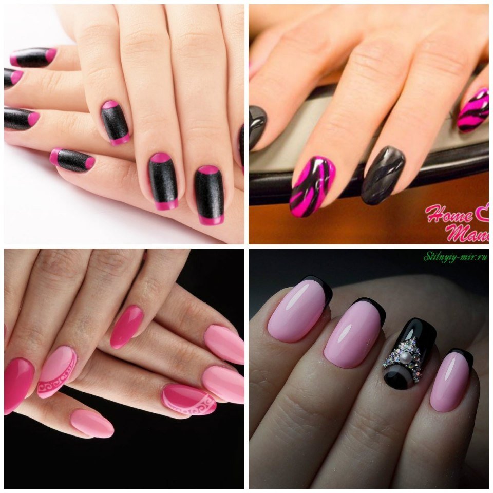 Френч черный с розовым 2021