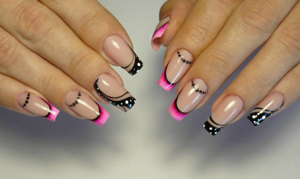 Френч розовый с черным