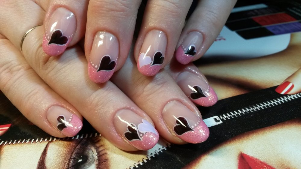 Черно розовый френч