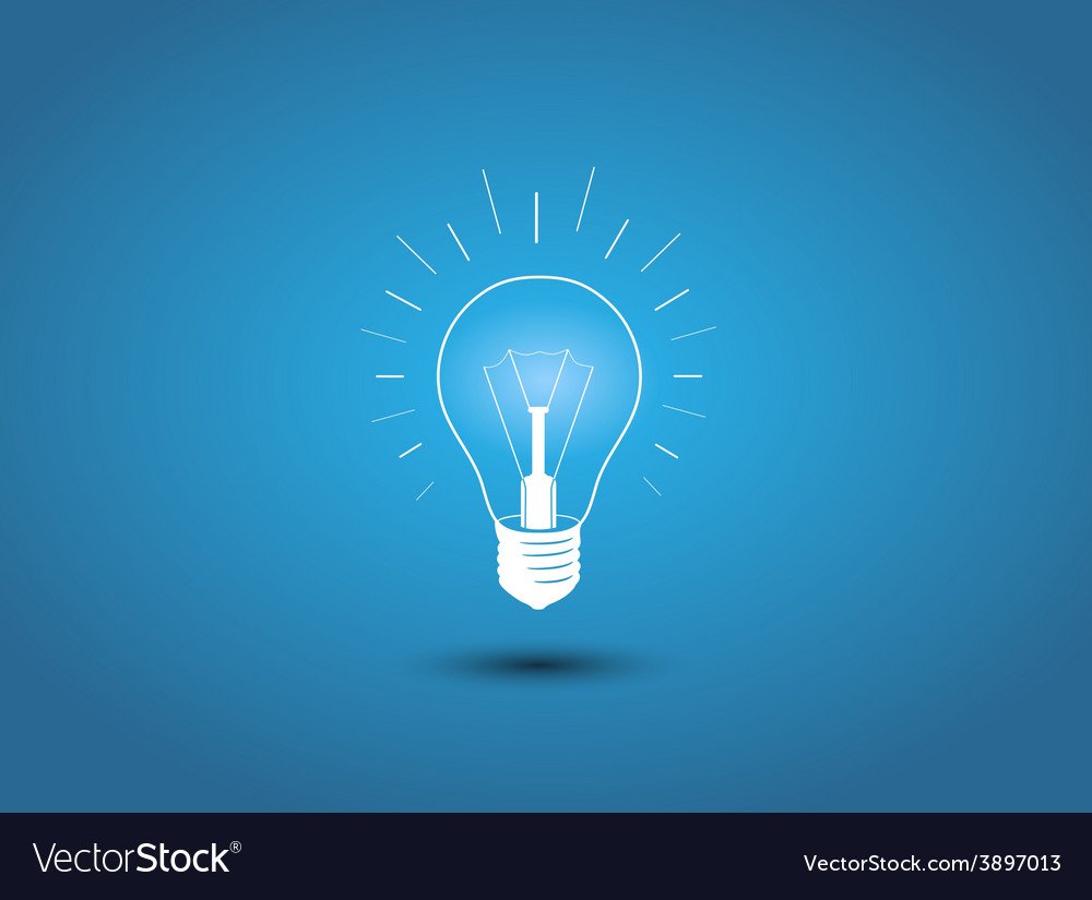 Лампочка на голубом фоне