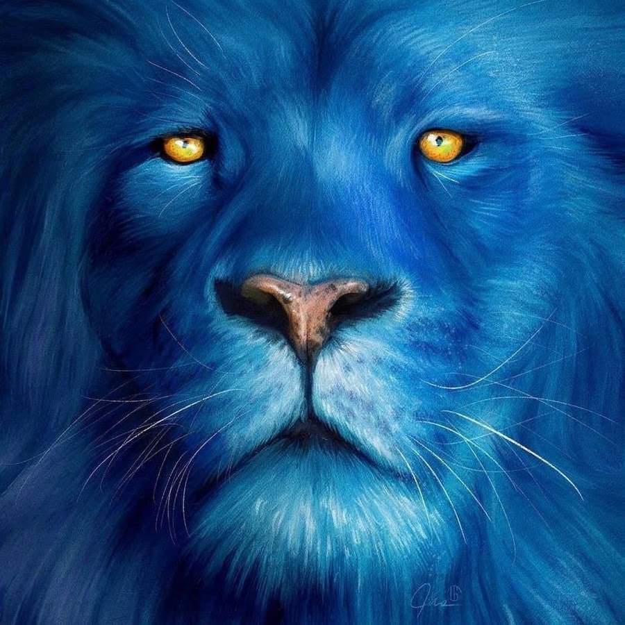 Картина голубой Лев