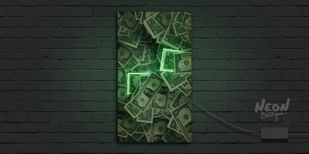 Неоновые обои деньги