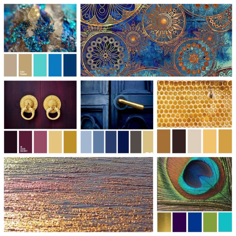 Сочетание цветов синий золото