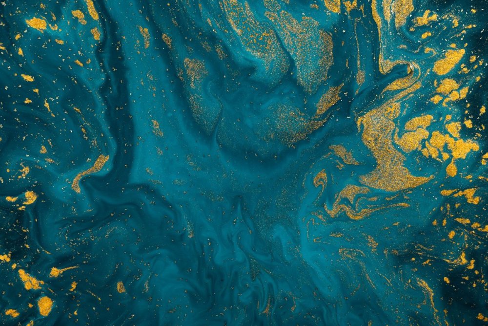 Синие разводы с золотом