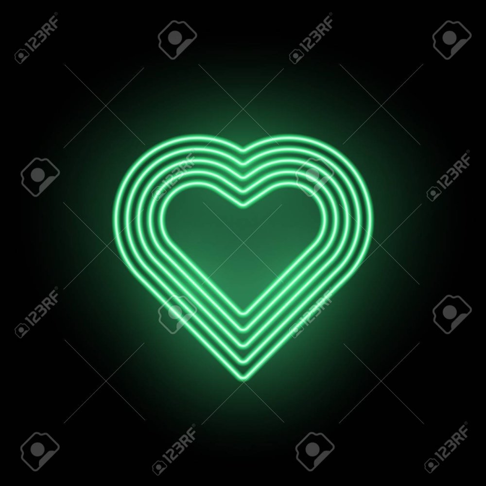 Зелёное сердечко неон