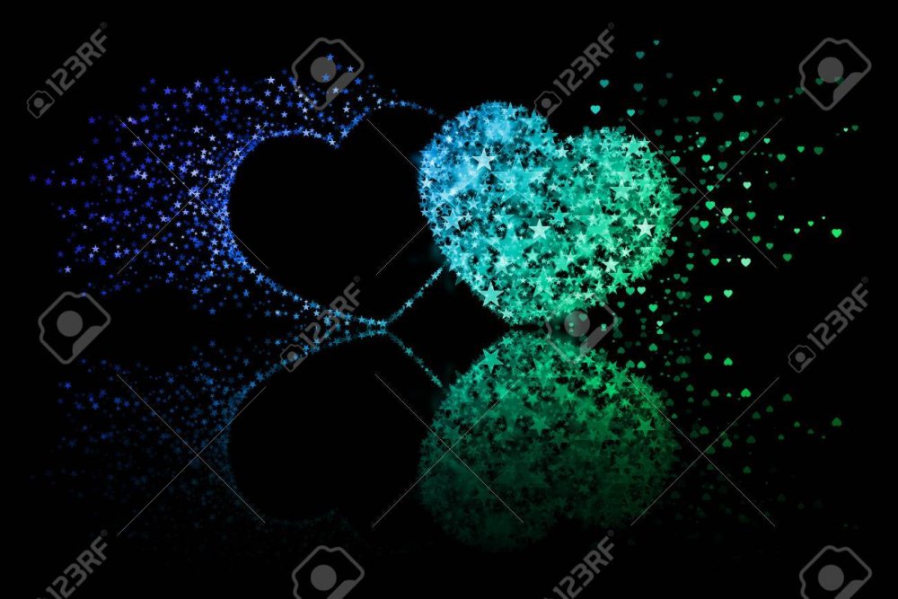 Зеленое и голубое сердце