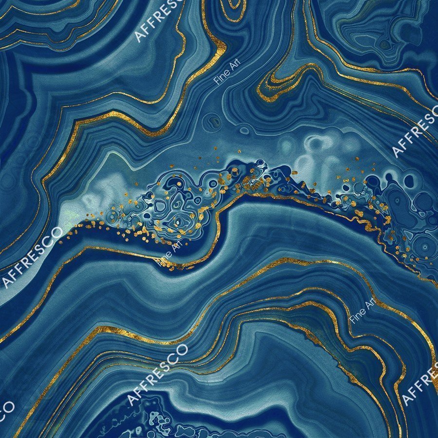 Срез камня малахит в флюид арт