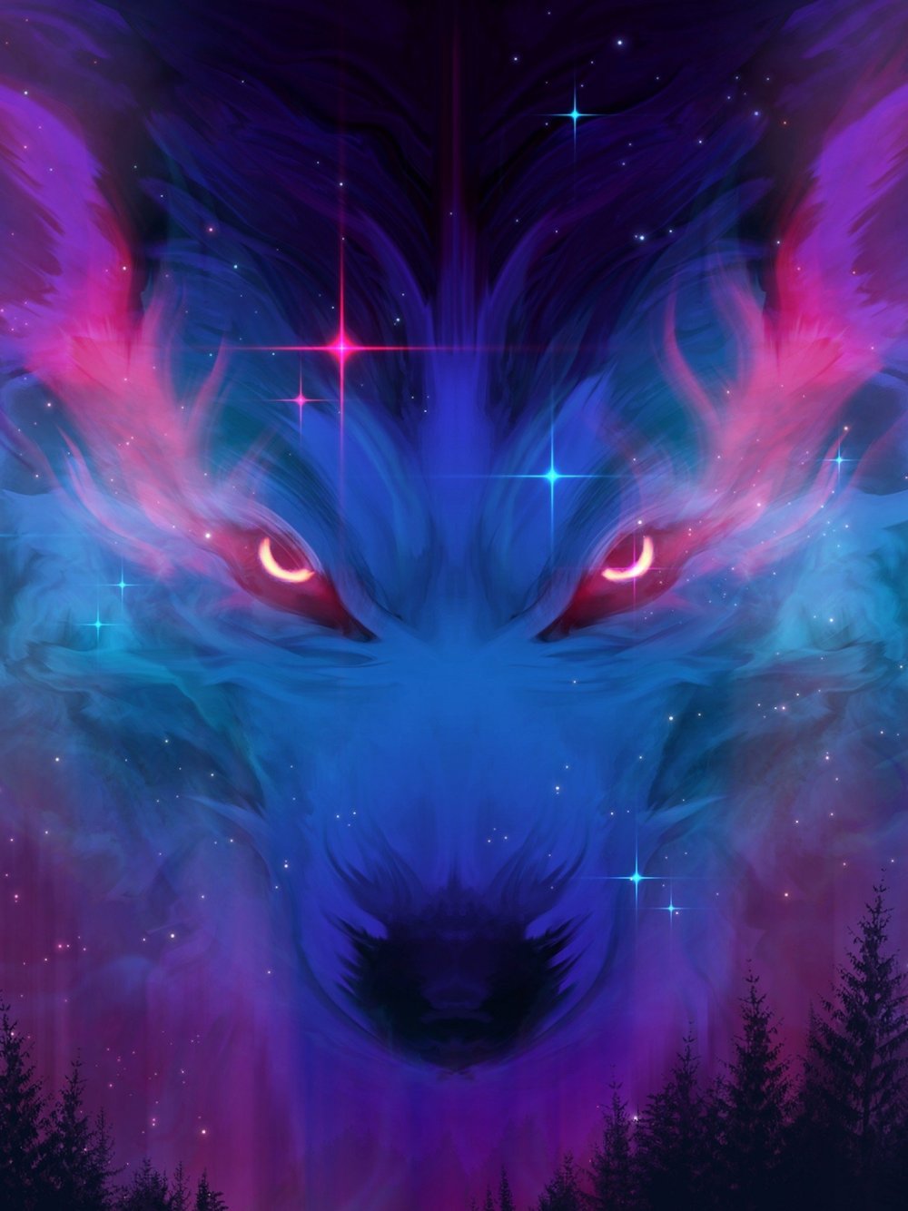 Волки аниме Неоновые