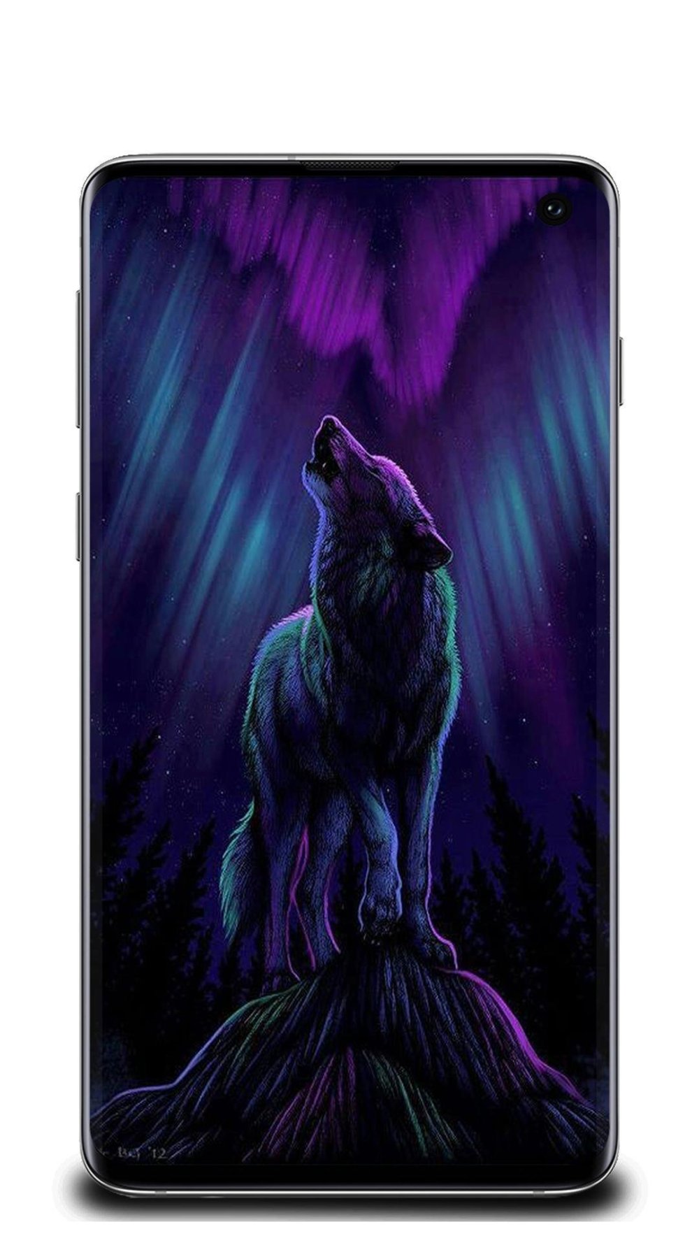 Неоновый волк арт в тёмных очках