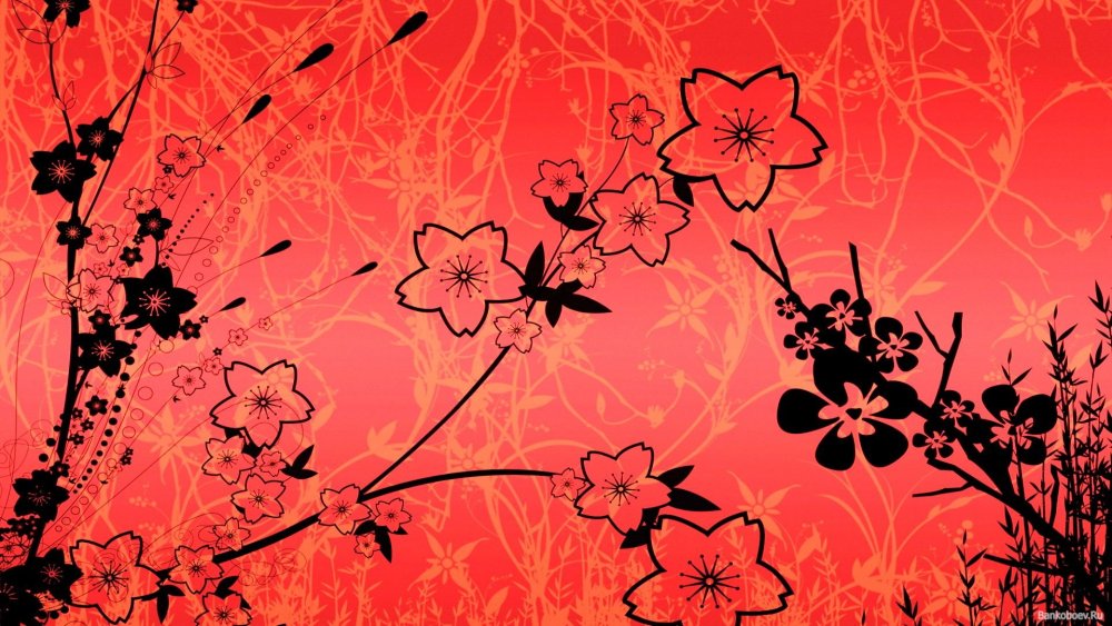 Красные цветы абстракция