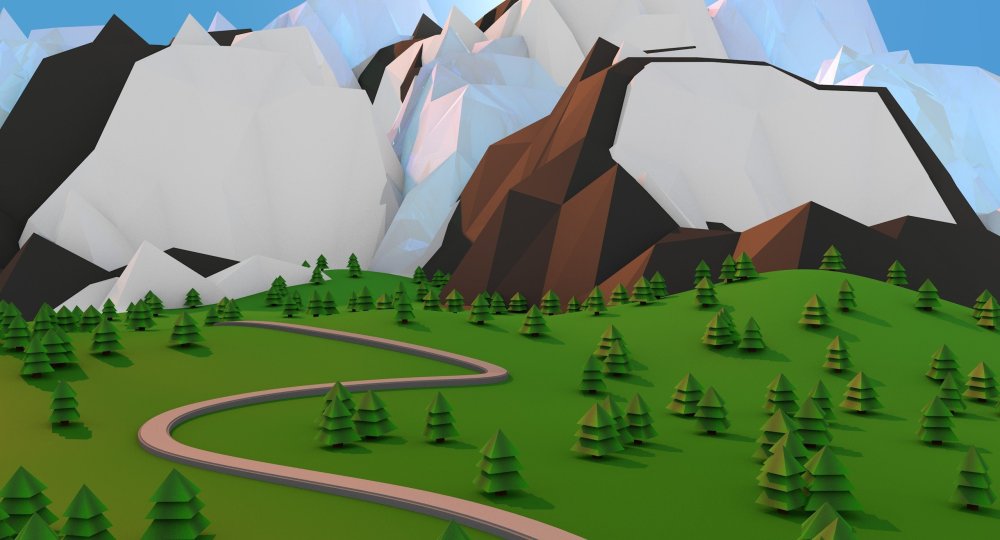 Низкополигональные горы синема4д