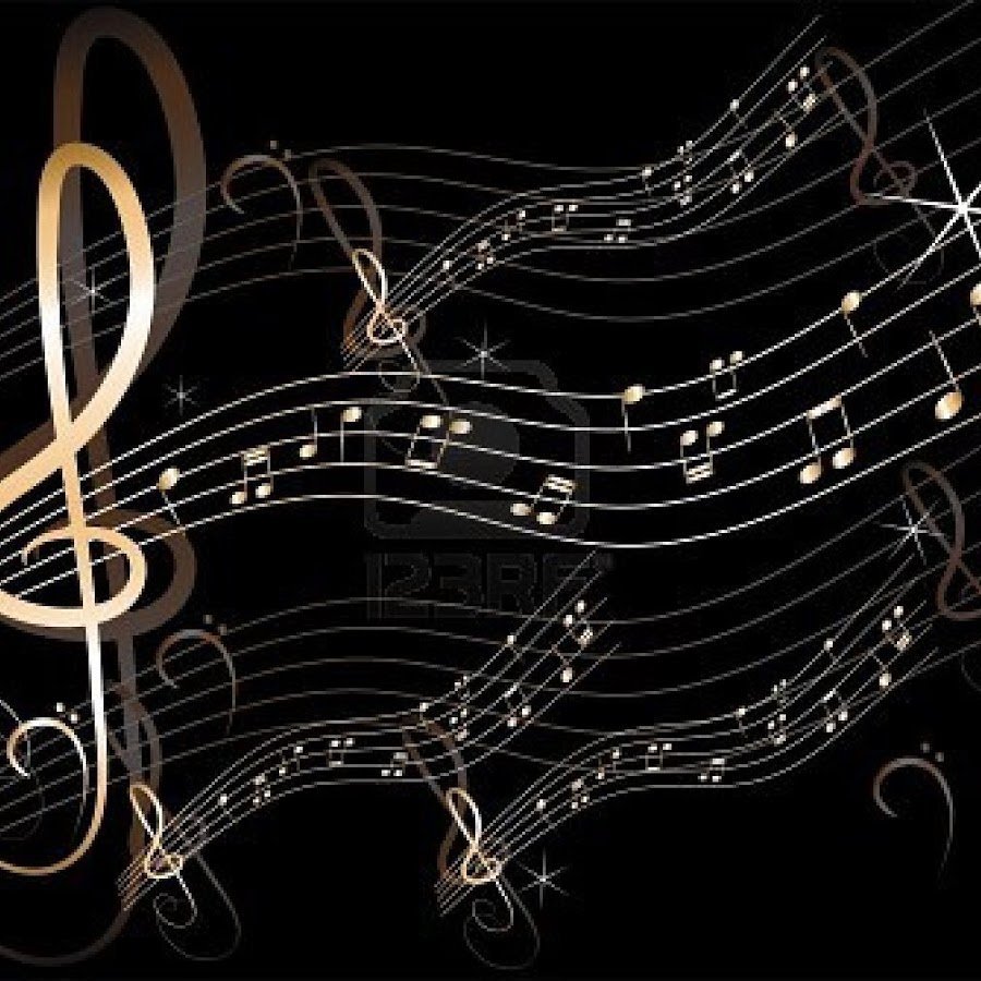 Музыкальные узоры на черном фоне