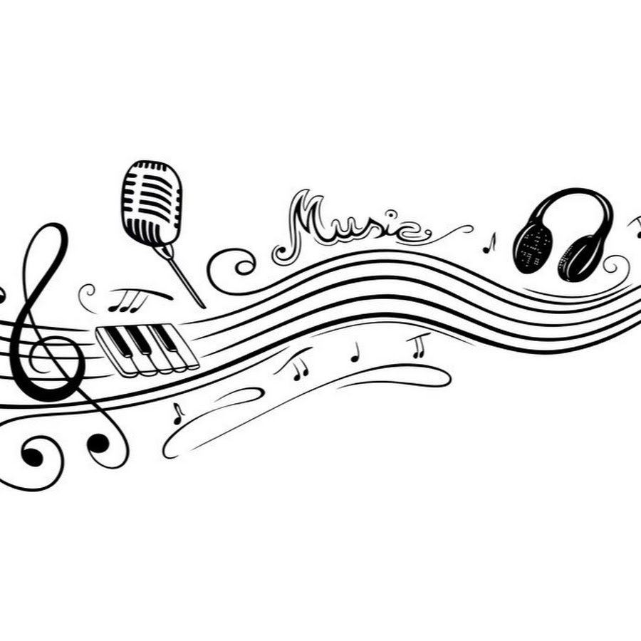 Микрофон с нотами на прозрачном фоне