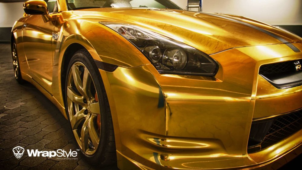 Nissan GTR Gold Wallpaper 4k
