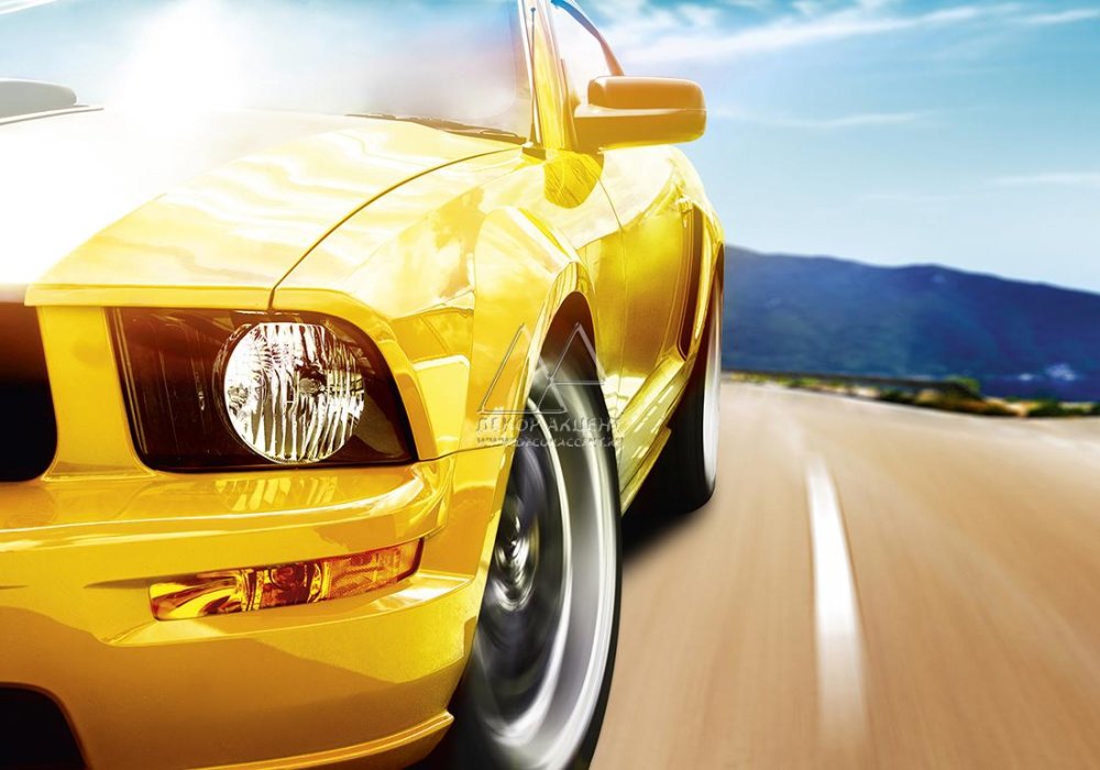 Фотообои желтая машина