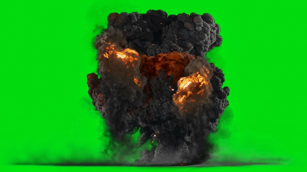 Взрыв на зеленом фоне
