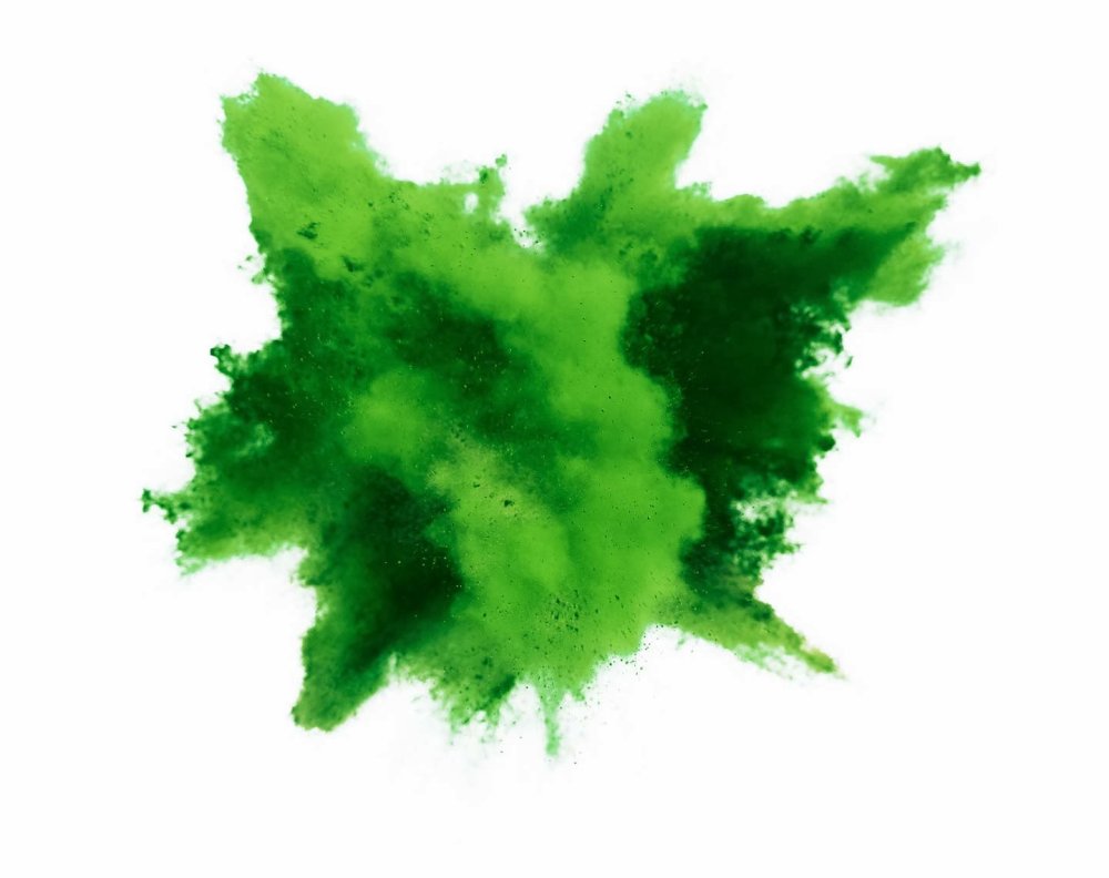 Зеленое пятно на белом фоне