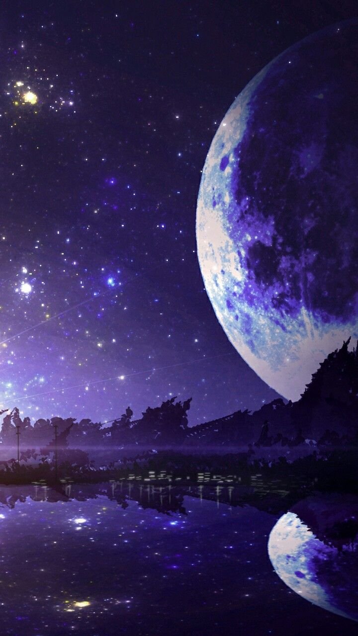 Звездное небо с луной