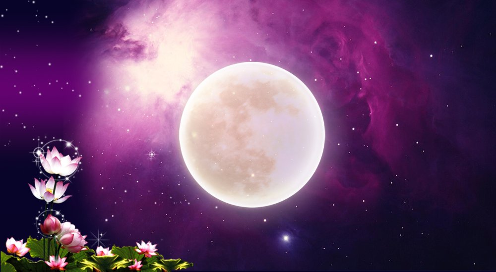 Луна и цветы