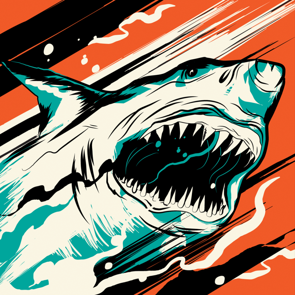 Обои с акулой нарисованной