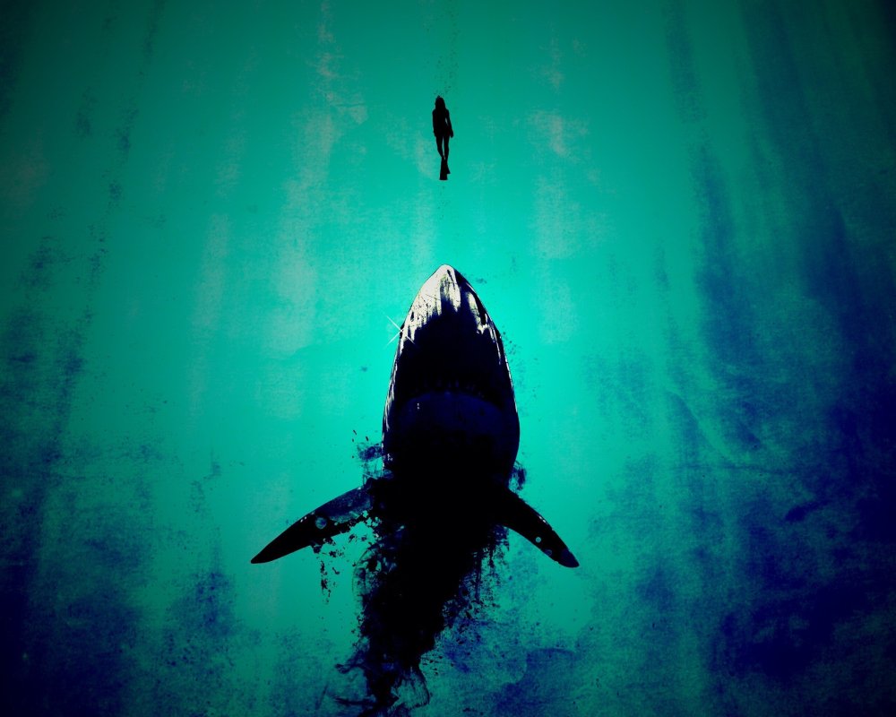 Милый фон с акулами