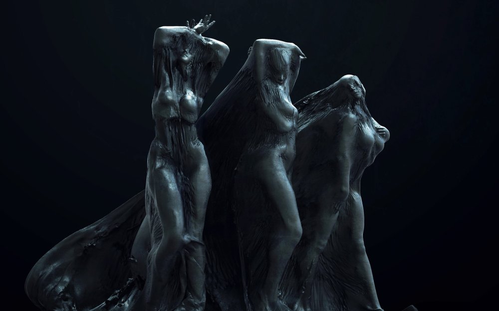 Скульптура на черном фоне