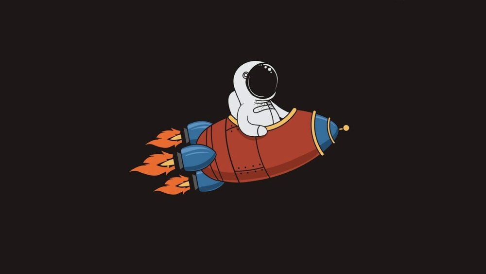 Ракета на черном фоне