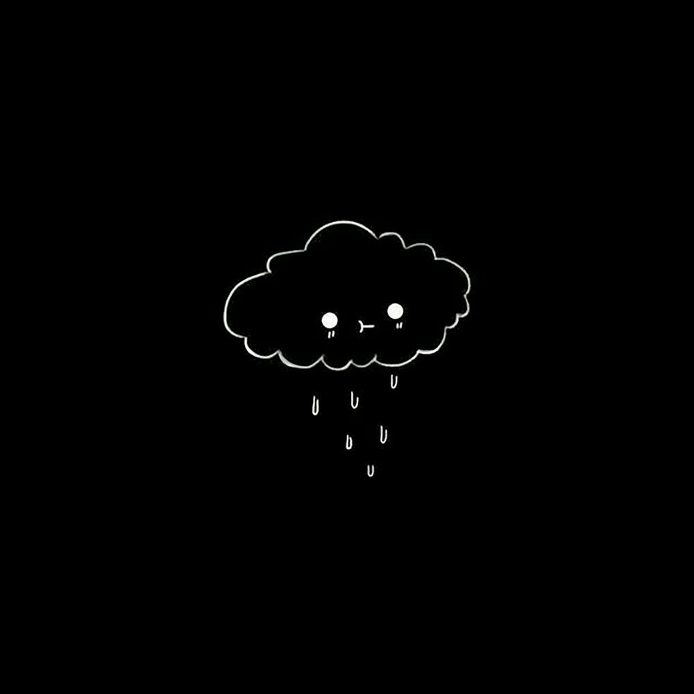 Грустное облачко на чёрном фоне