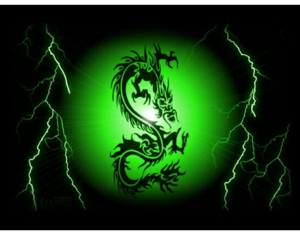 Дракон на зеленом фоне