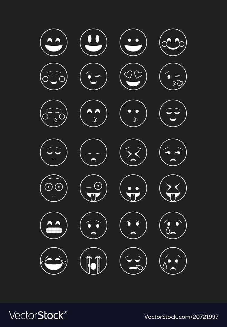 Контуры эмодзи на черном фоне