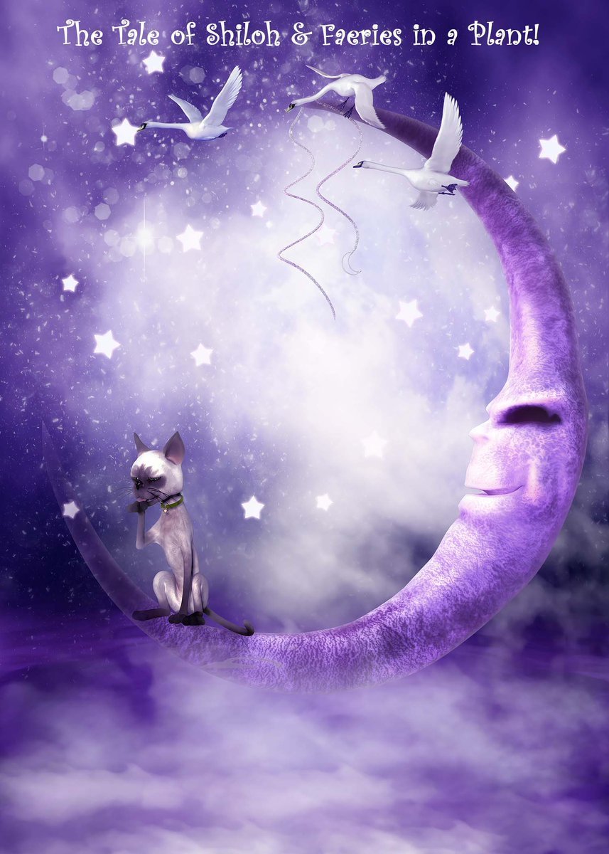 Кошка на фоне Луны фиолетовый