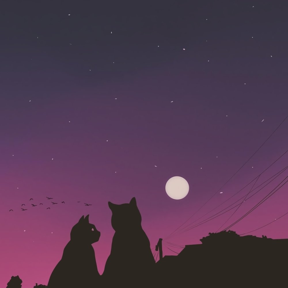 Коты Эстетика фиолетового