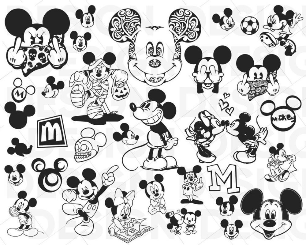 Эскизы тату с Микки Маусом