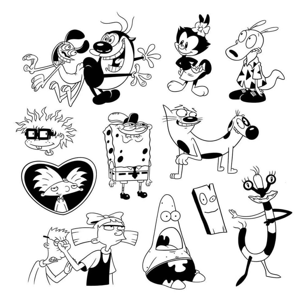 Мультипликационные эскизы тату