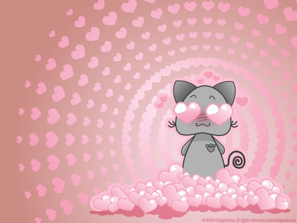 Нежно розовый фон с котиками