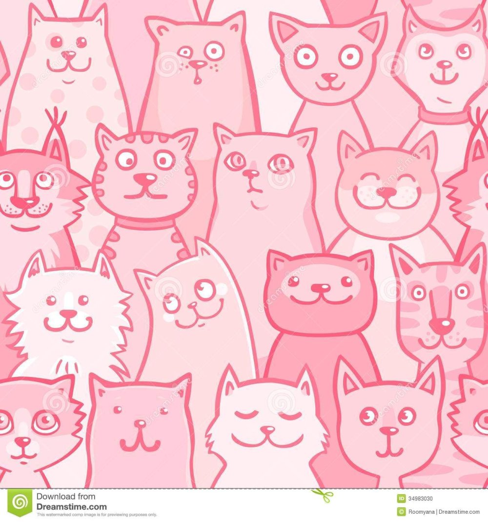 Паттерн с котиками розовый