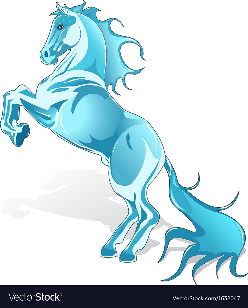 Белый конь на синем фоне